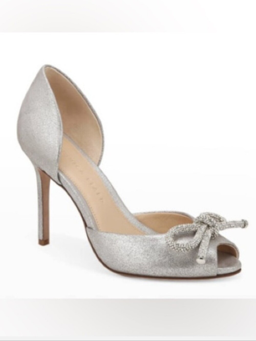 NWOB Veronica Beard Silver Bow Gadot Heels Size 10